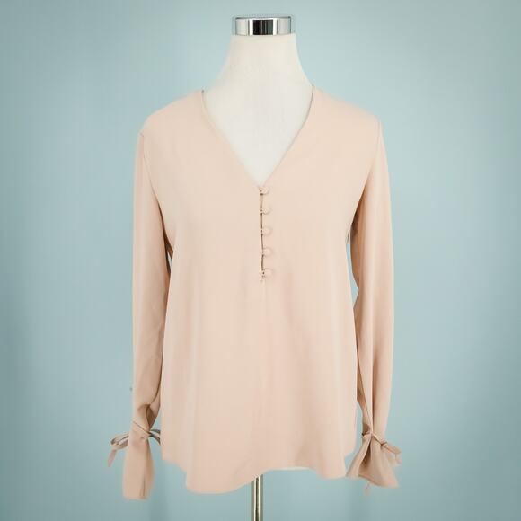 Theory Tops - Theory Size Small S Pink Tie Sleeve City Drape Button Front Down Long Sleeve Top